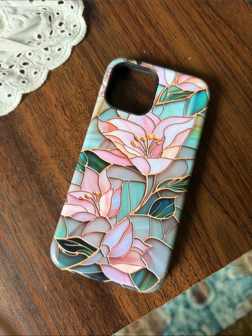 Floral Pink & Teal iPhone 12 Pro Case - Decorative Protective Cover